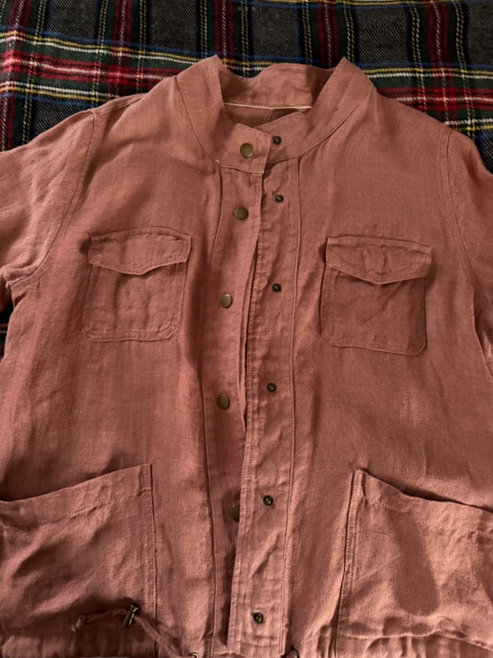 Lagenlook linen mauve pink jacket M/L